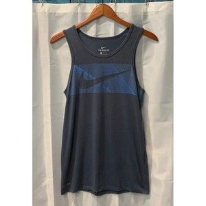 Nike Men's Size S Standard Fit Swoosh Dri-Fit Blue Activewear Tank Top